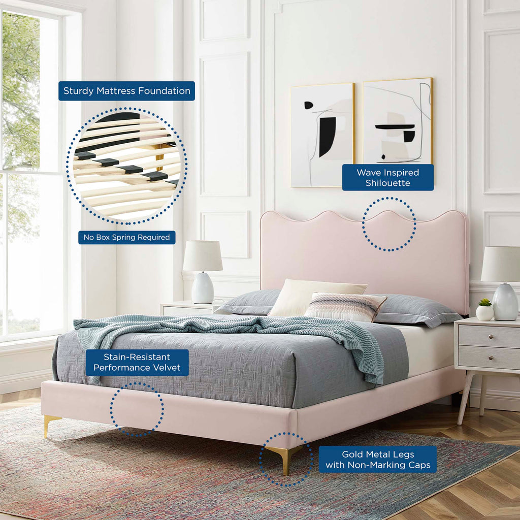 Current Performance Velvet Twin Platform Bed - Pink (MOD-6727-PNK)
