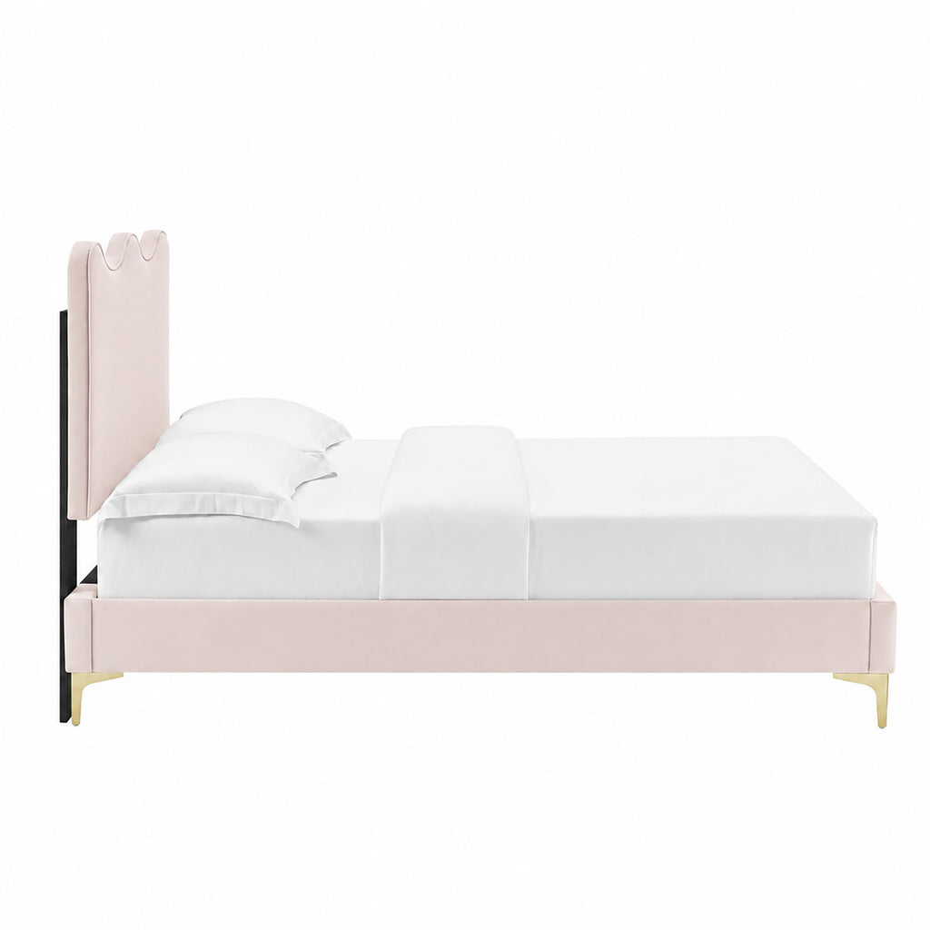 Current Performance Velvet Twin Platform Bed - Pink (MOD-6727-PNK)