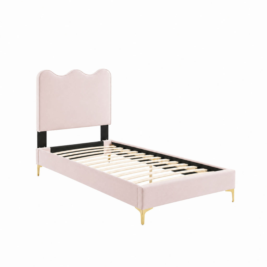 Current Performance Velvet Twin Platform Bed - Pink (MOD-6727-PNK)