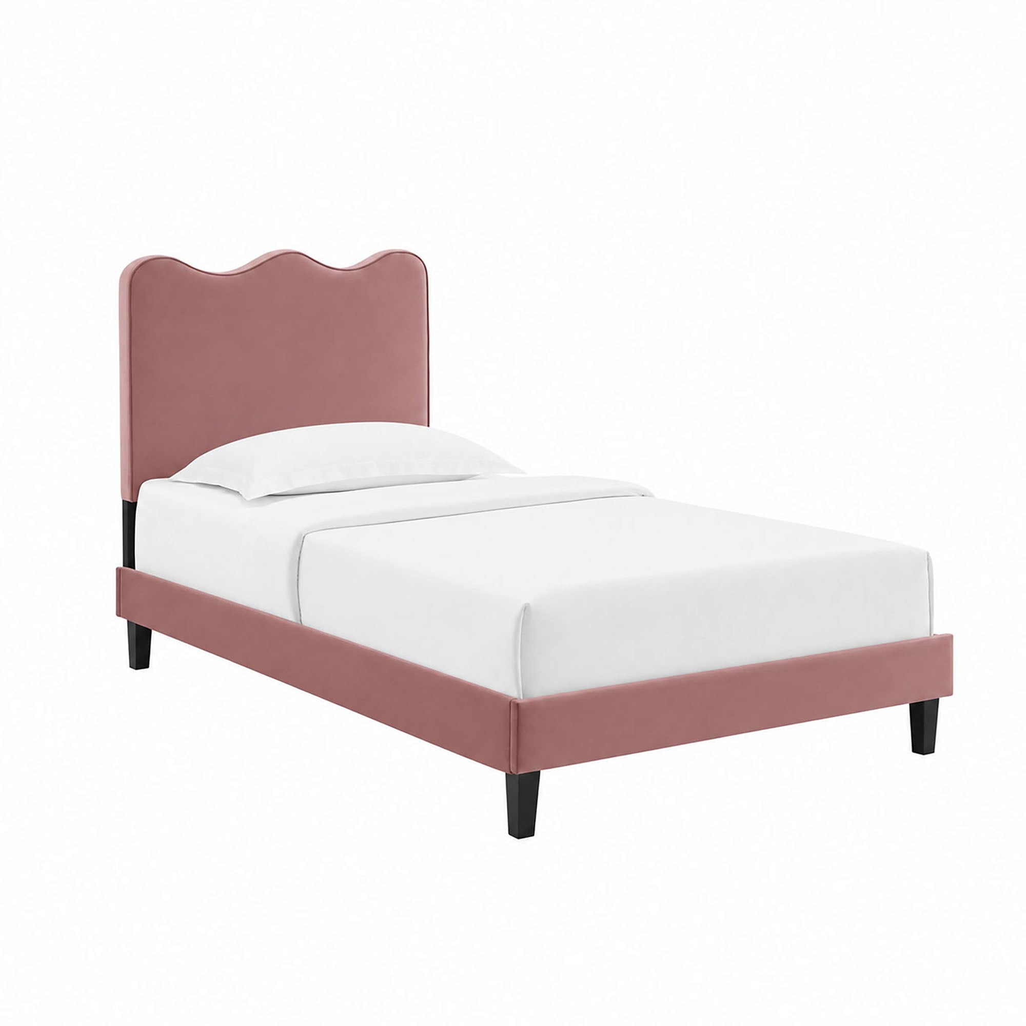 Current Performance Velvet Twin Platform Bed - Dusty Rose