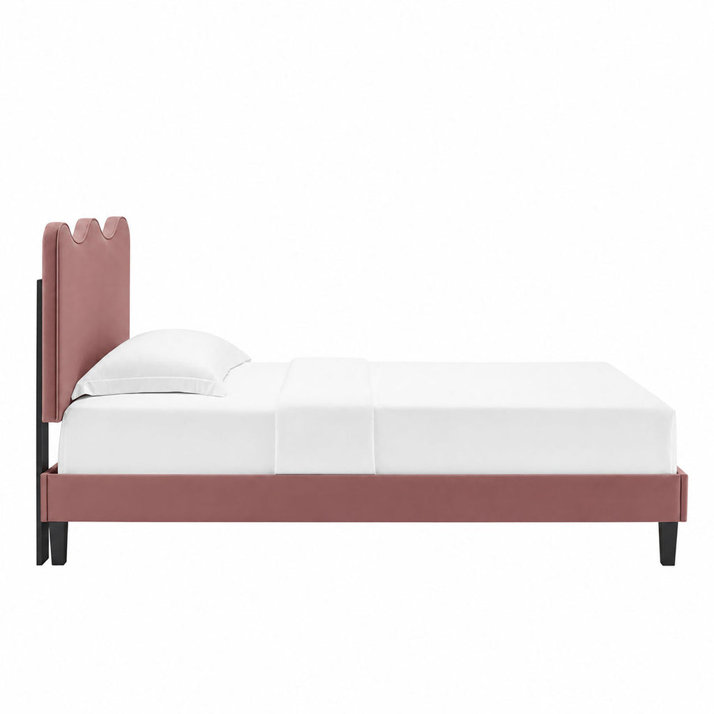 Current Performance Velvet Twin Platform Bed - Dusty Rose