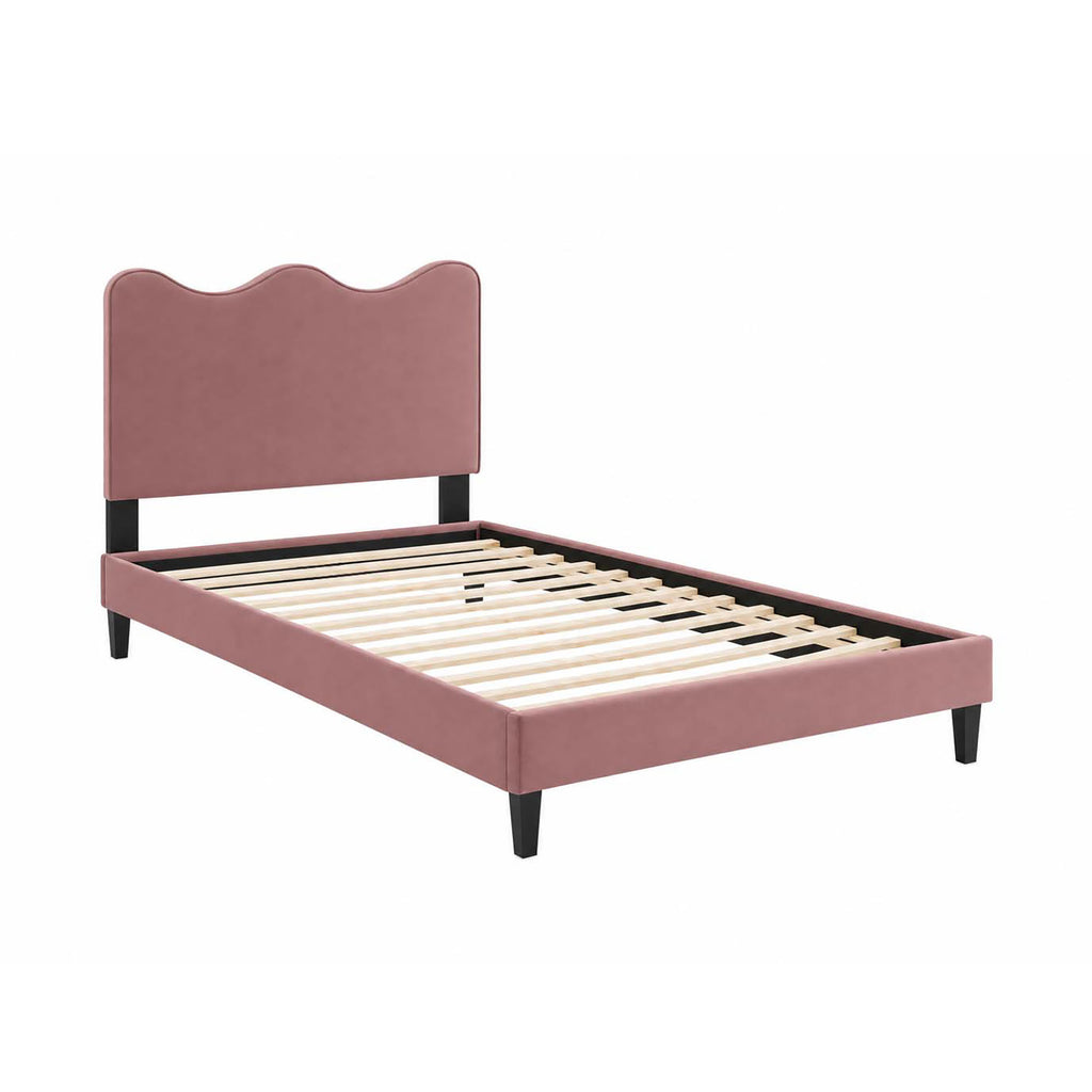Current Performance Velvet Twin Platform Bed - Dusty Rose