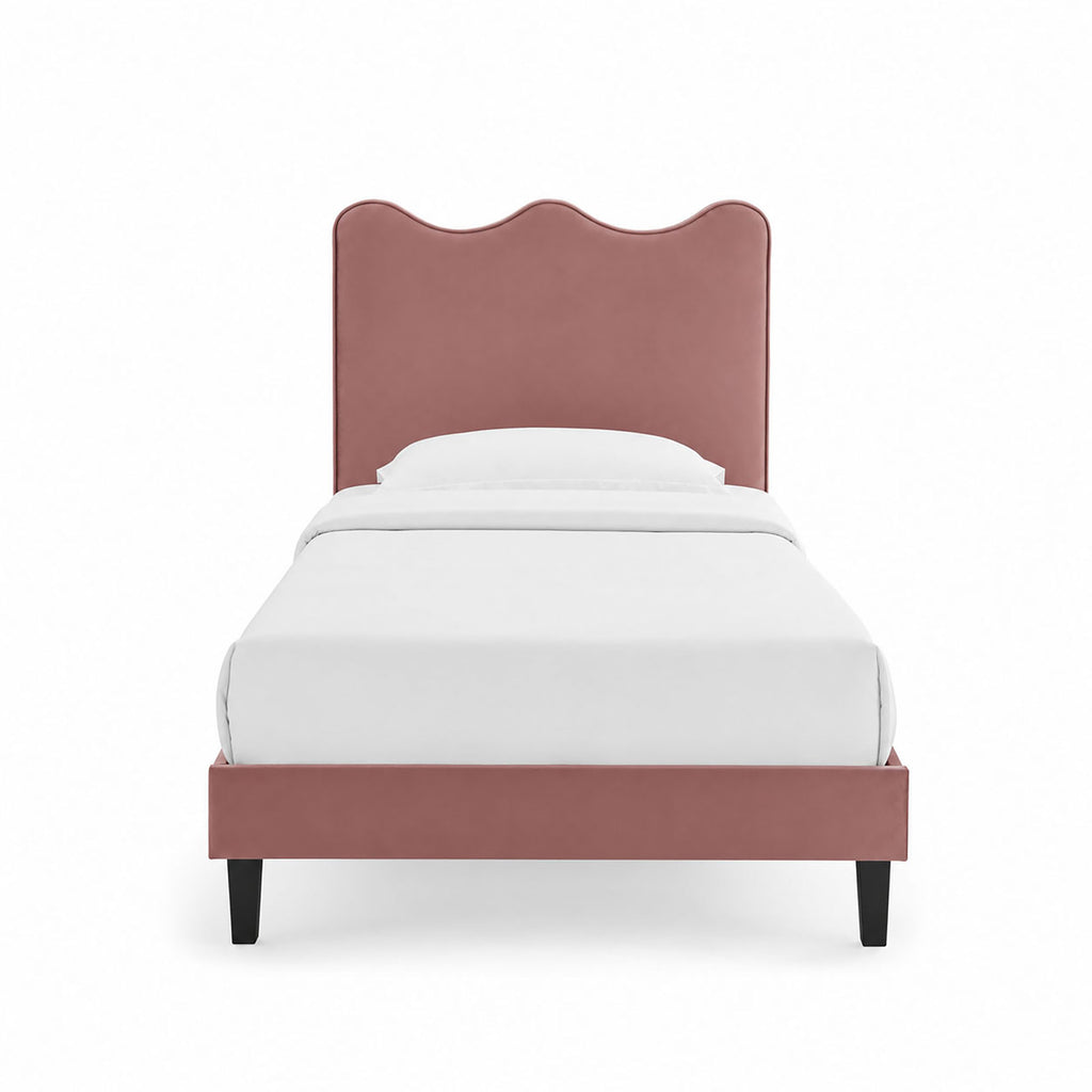 Current Performance Velvet Twin Platform Bed - Dusty Rose