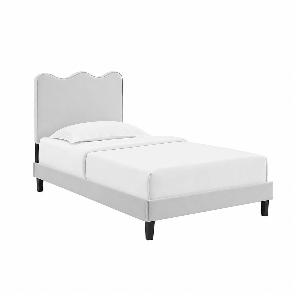 Current Performance Velvet Twin Platform Bed - Light Gray
