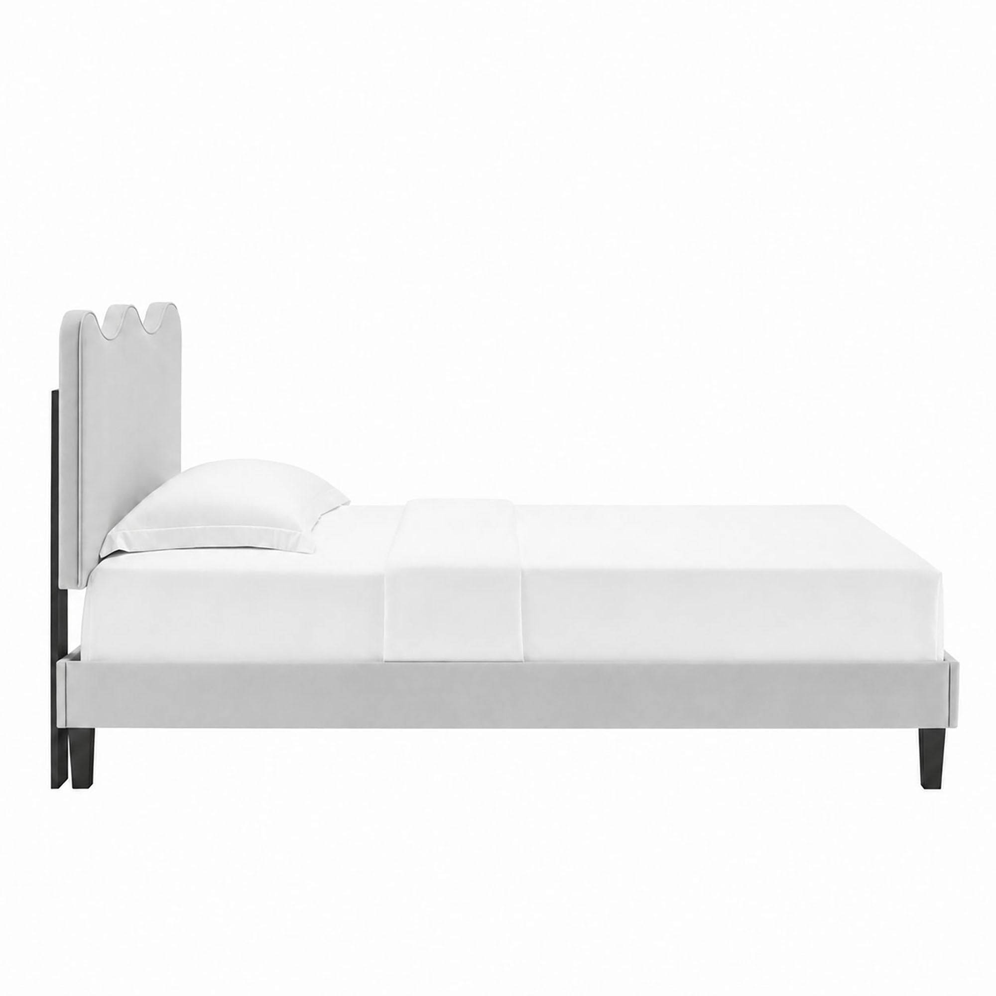 Current Performance Velvet Twin Platform Bed - Light Gray