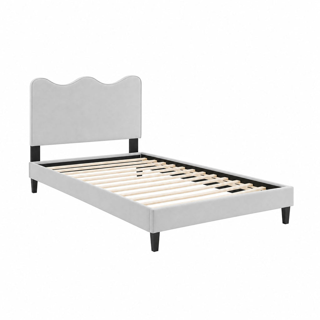 Current Performance Velvet Twin Platform Bed - Light Gray