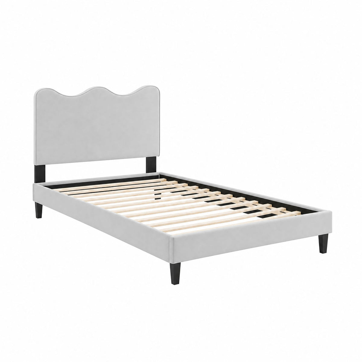 Current Performance Velvet Twin Platform Bed - Light Gray