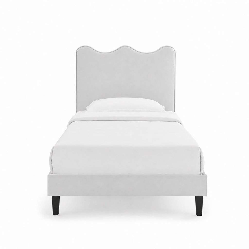Current Performance Velvet Twin Platform Bed - Light Gray