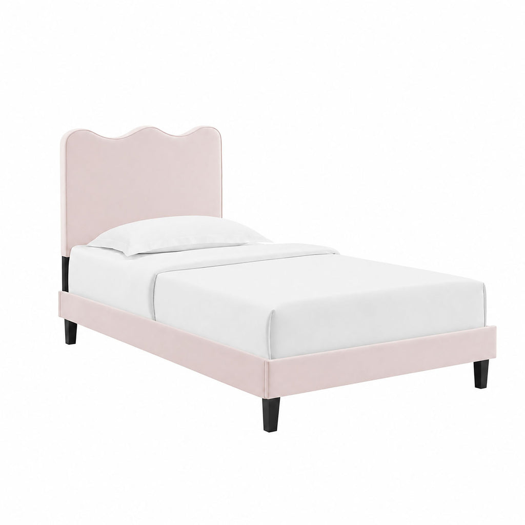Current Performance Velvet Twin Platform Bed - Pink (MOD-6729-PNK)