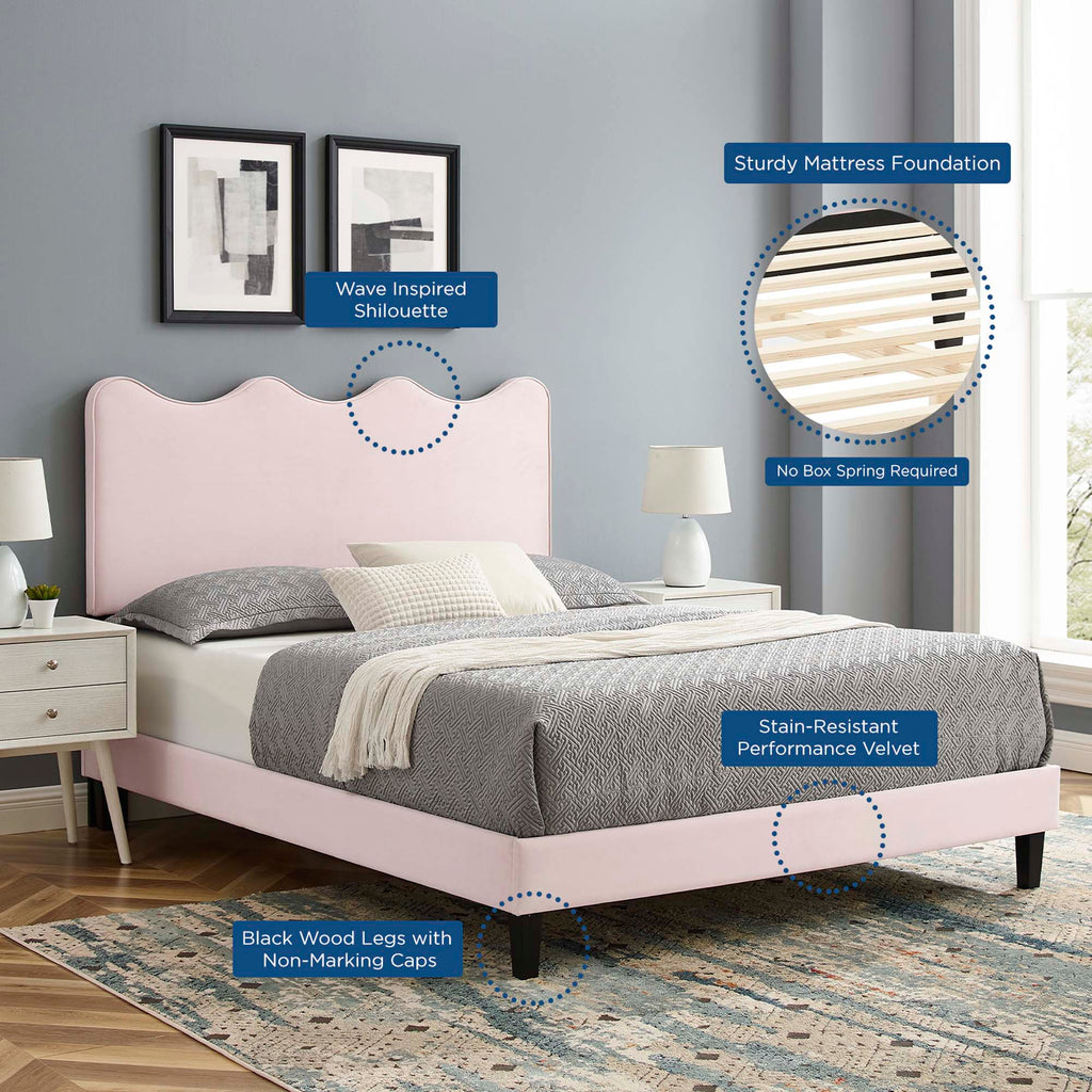 Current Performance Velvet Twin Platform Bed - Pink (MOD-6729-PNK)