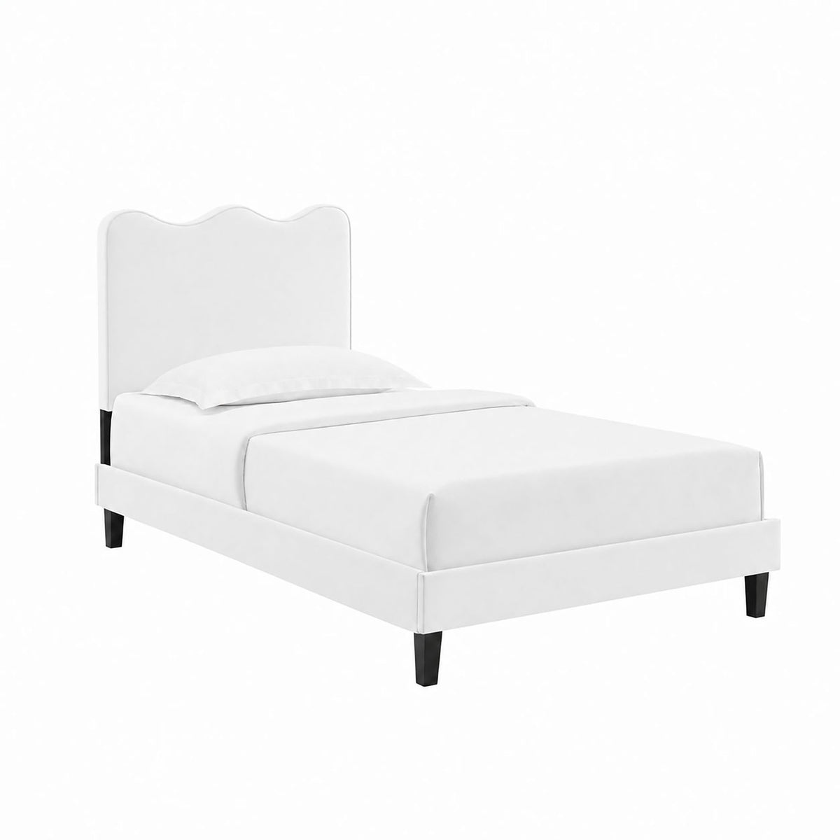 Current Performance Velvet Twin Platform Bed - White