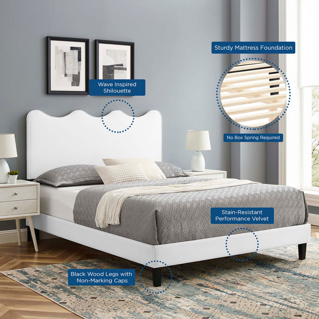 Current Performance Velvet Twin Platform Bed - White