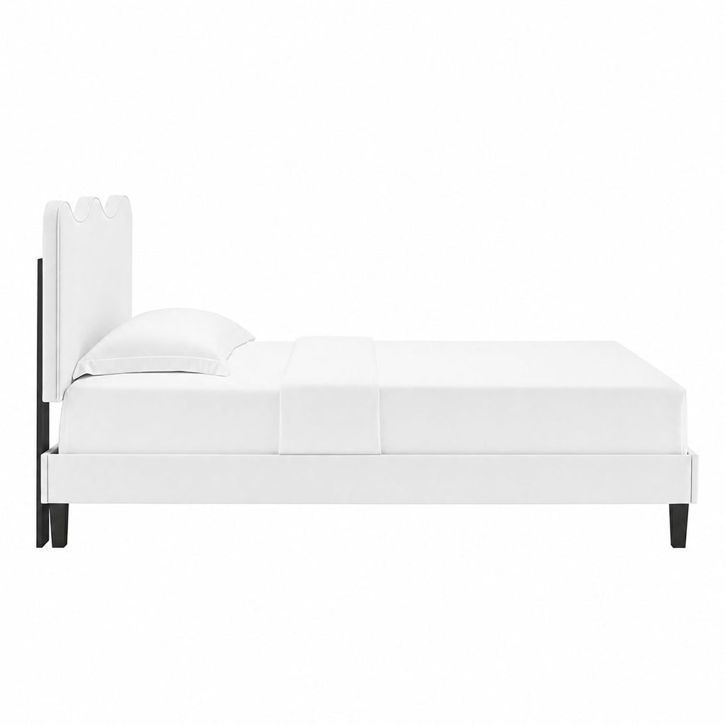 Current Performance Velvet Twin Platform Bed - White