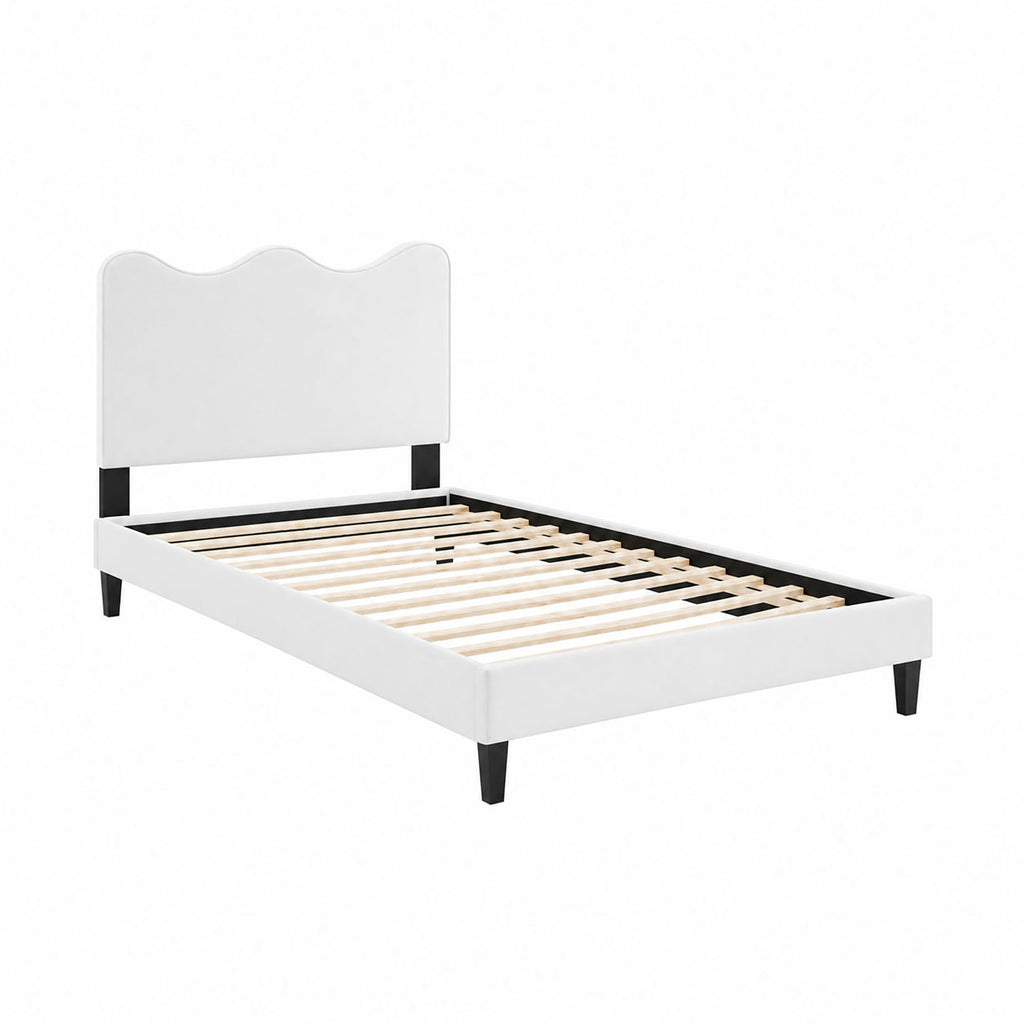 Current Performance Velvet Twin Platform Bed - White