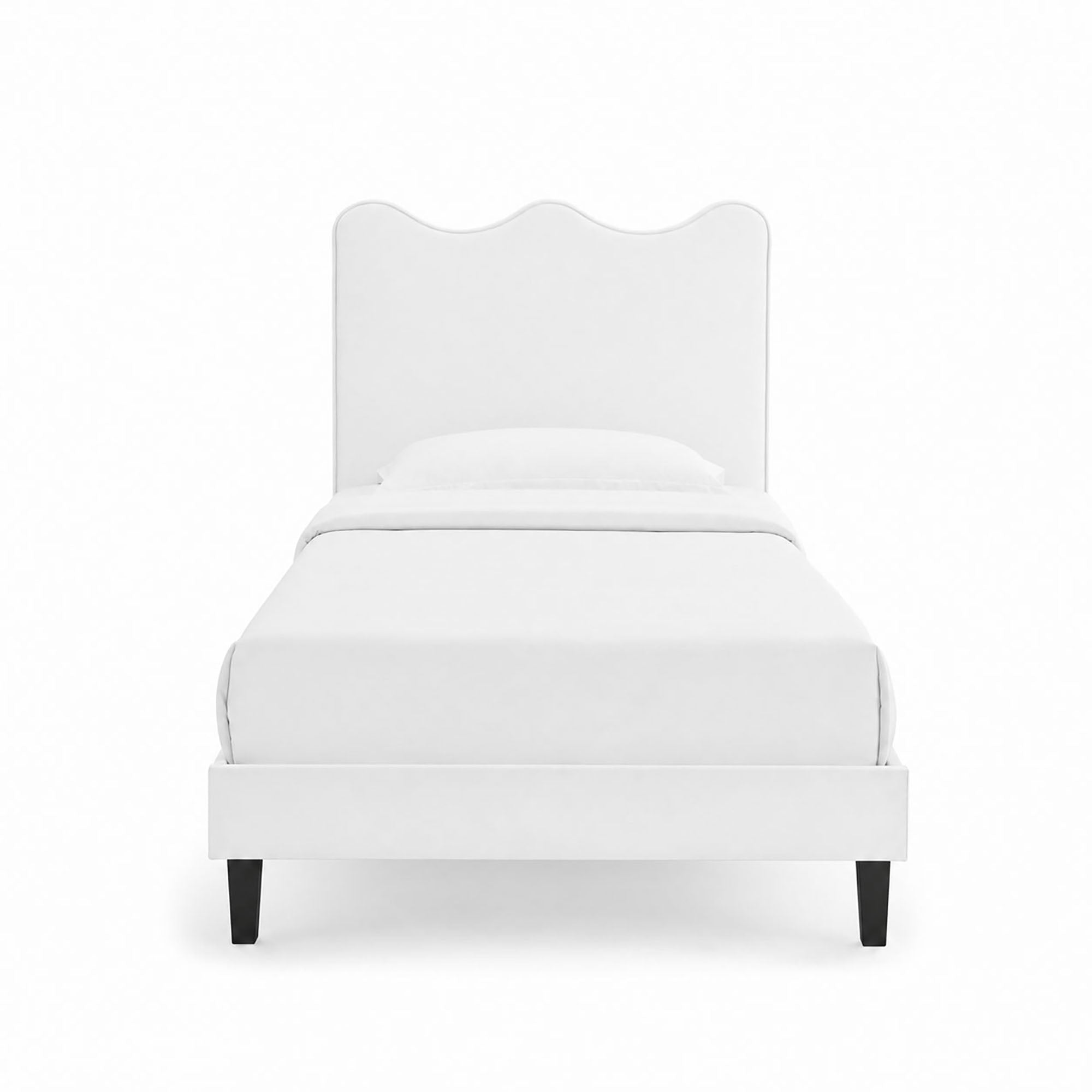 Current Performance Velvet Twin Platform Bed - White