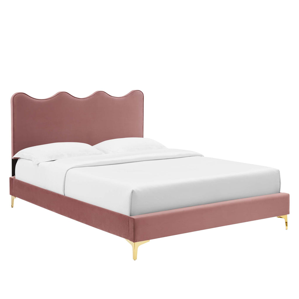 Current Performance Velvet Full Platform Bed - Dusty Rose