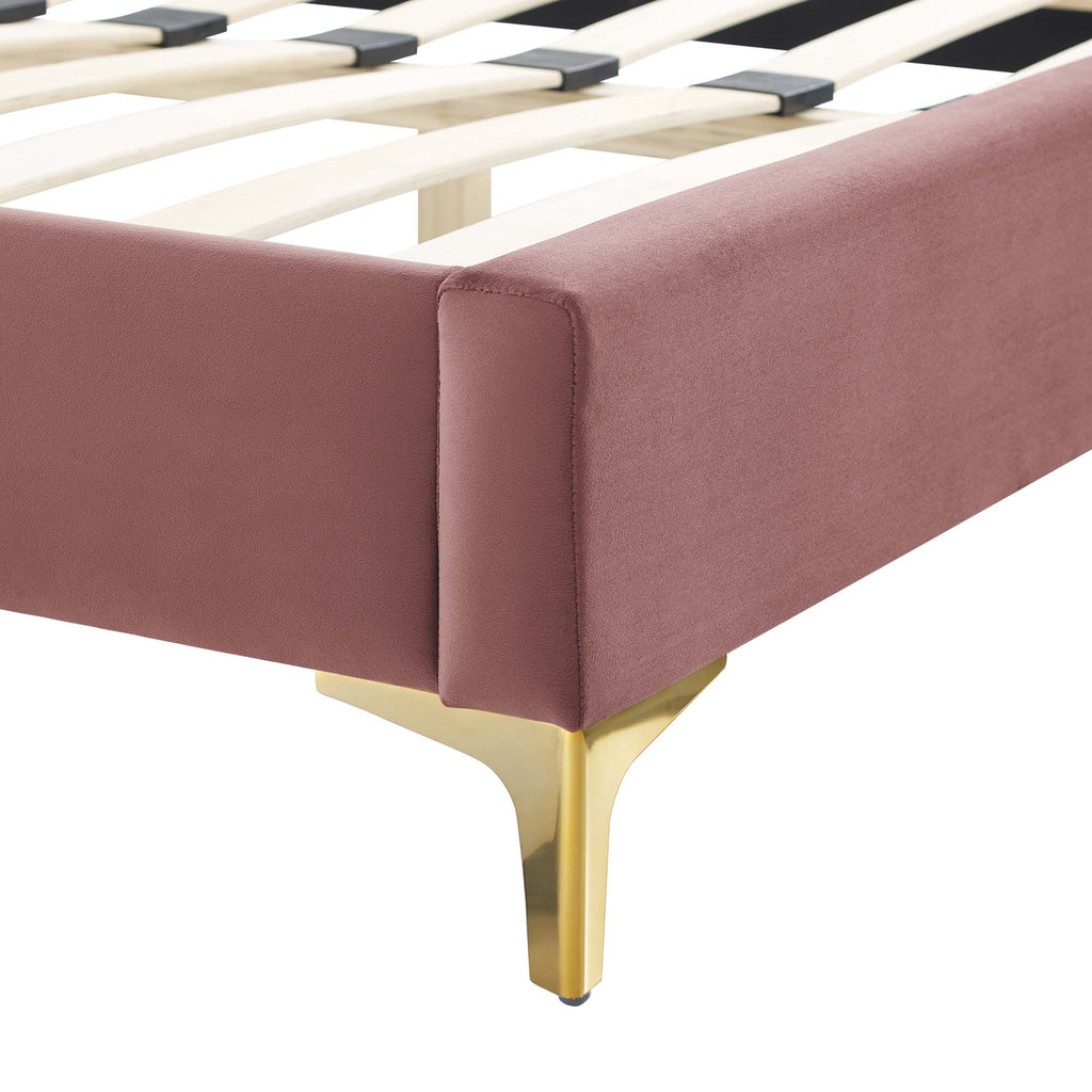 Current Performance Velvet Full Platform Bed - Dusty Rose