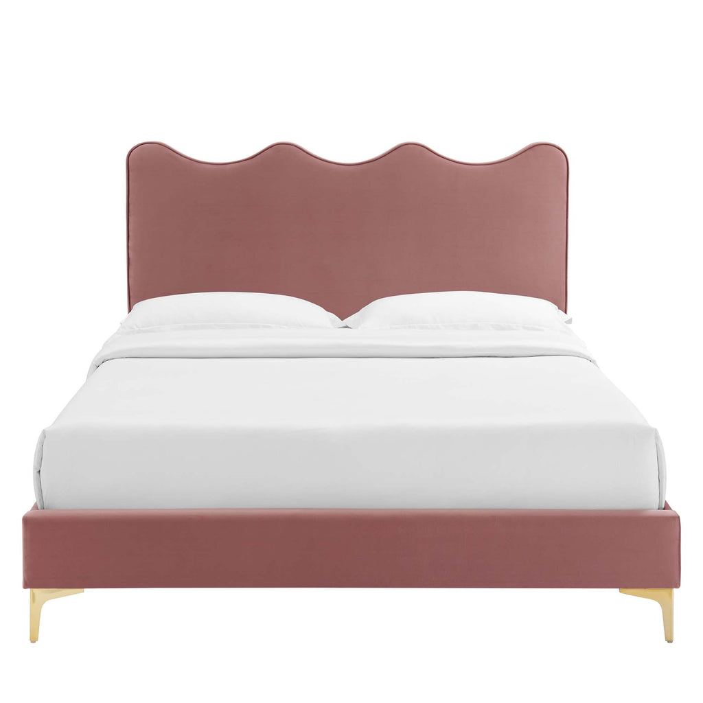 Current Performance Velvet Full Platform Bed - Dusty Rose