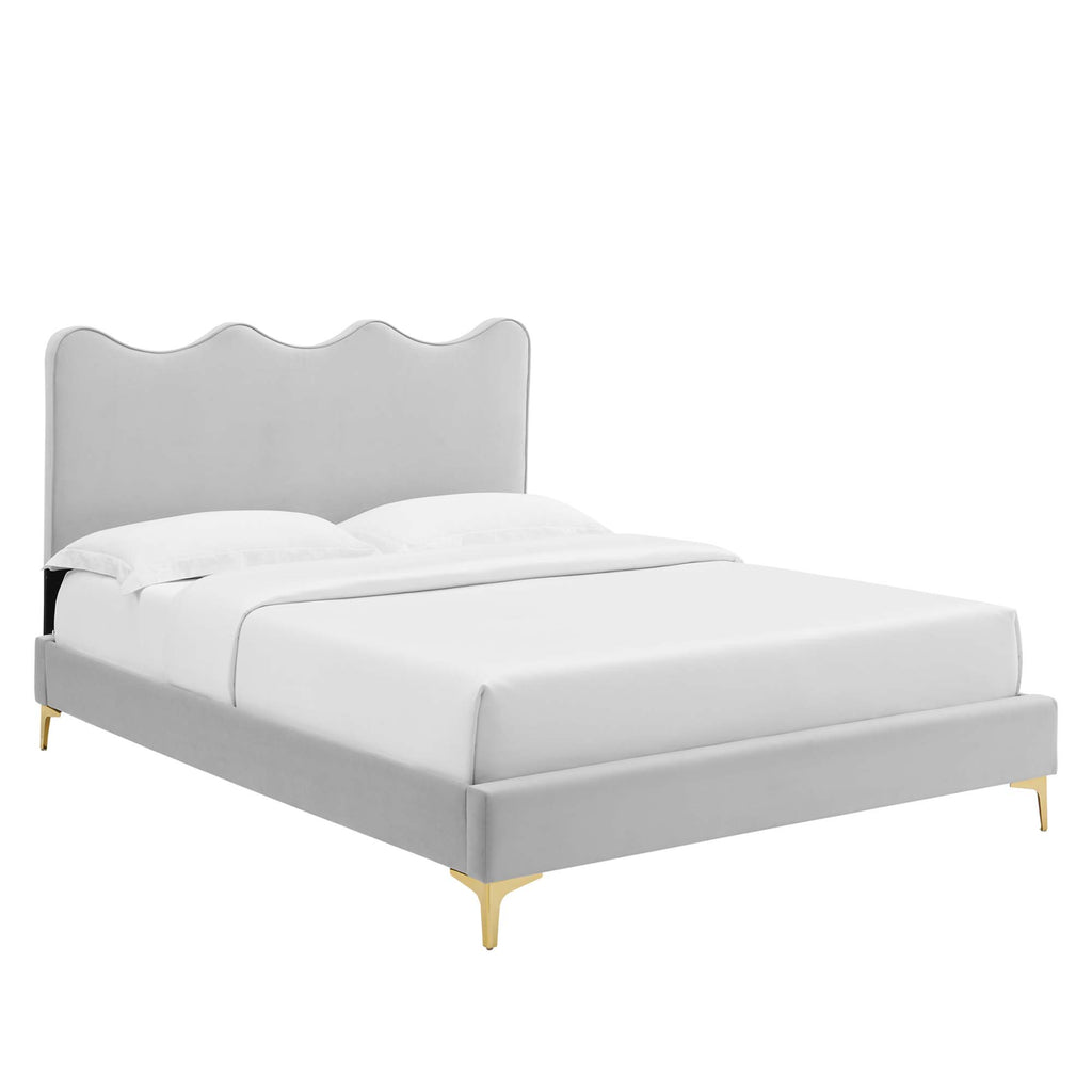 Current Performance Velvet Full Platform Bed - Light Gray (MOD-6730-LGR)