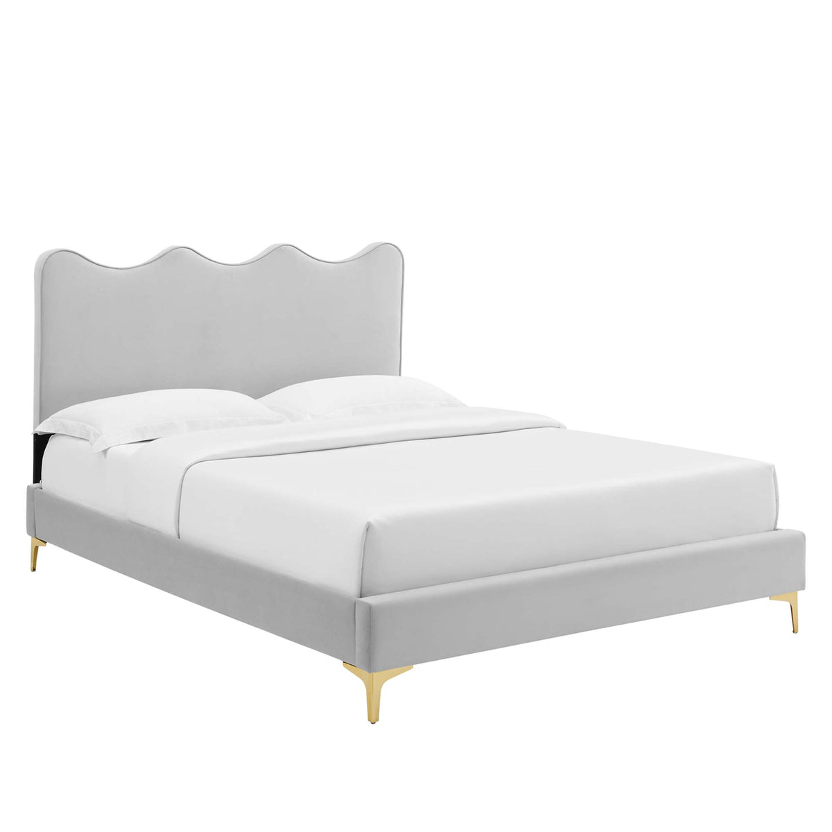 Current Performance Velvet Full Platform Bed - Light Gray (MOD-6730-LGR)