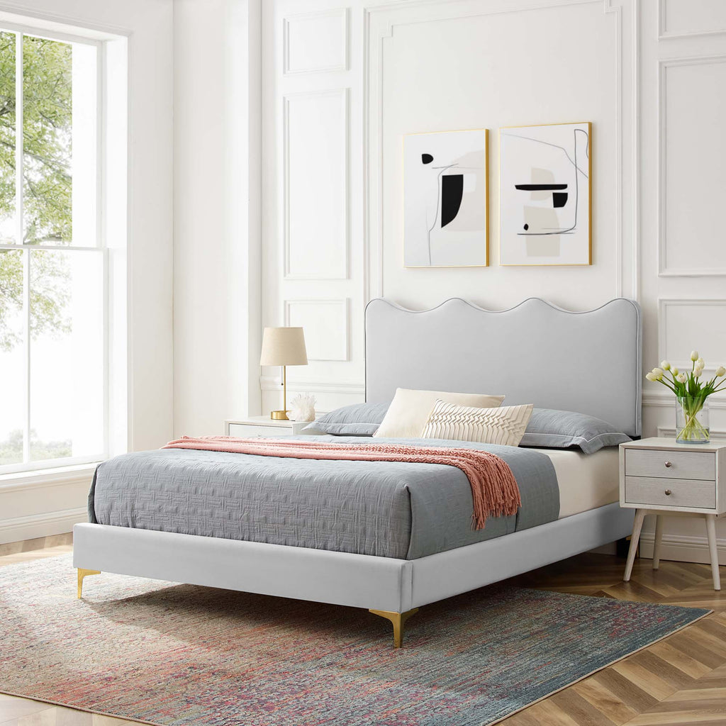 Current Performance Velvet Full Platform Bed - Light Gray (MOD-6730-LGR)