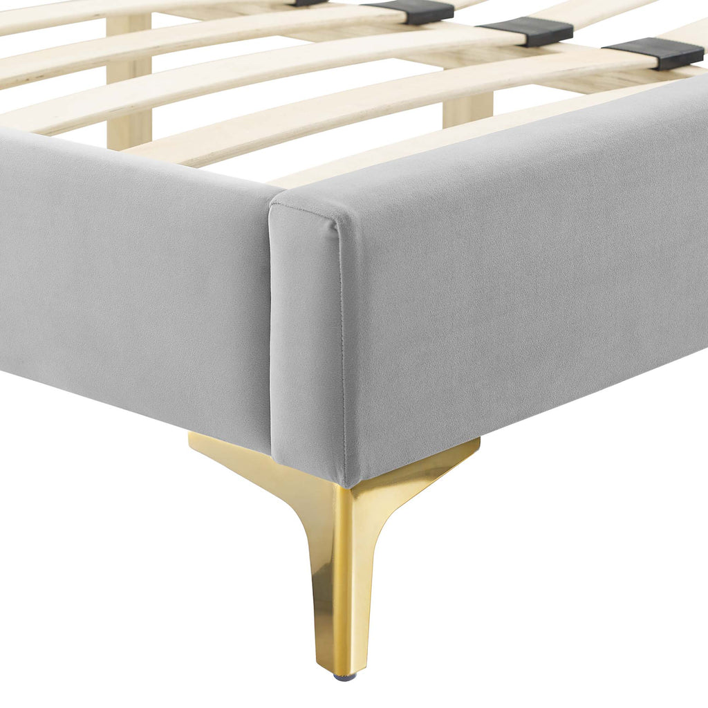 Current Performance Velvet Full Platform Bed - Light Gray (MOD-6730-LGR)