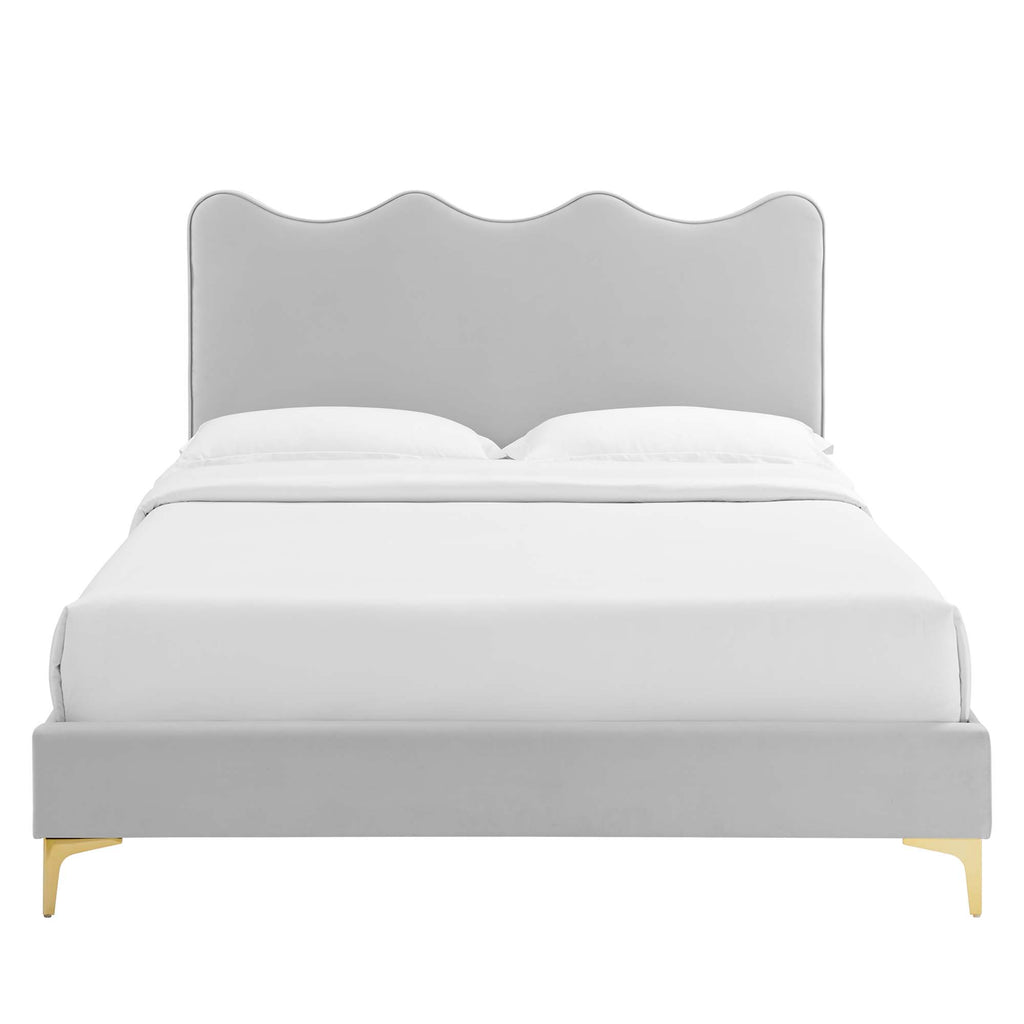 Current Performance Velvet Full Platform Bed - Light Gray (MOD-6730-LGR)