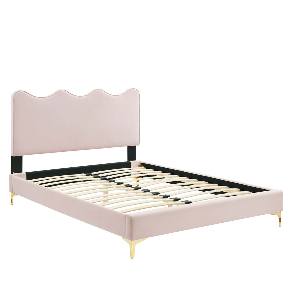 Current Performance Velvet Full Platform Bed - Pink (MOD-6730-PNK)