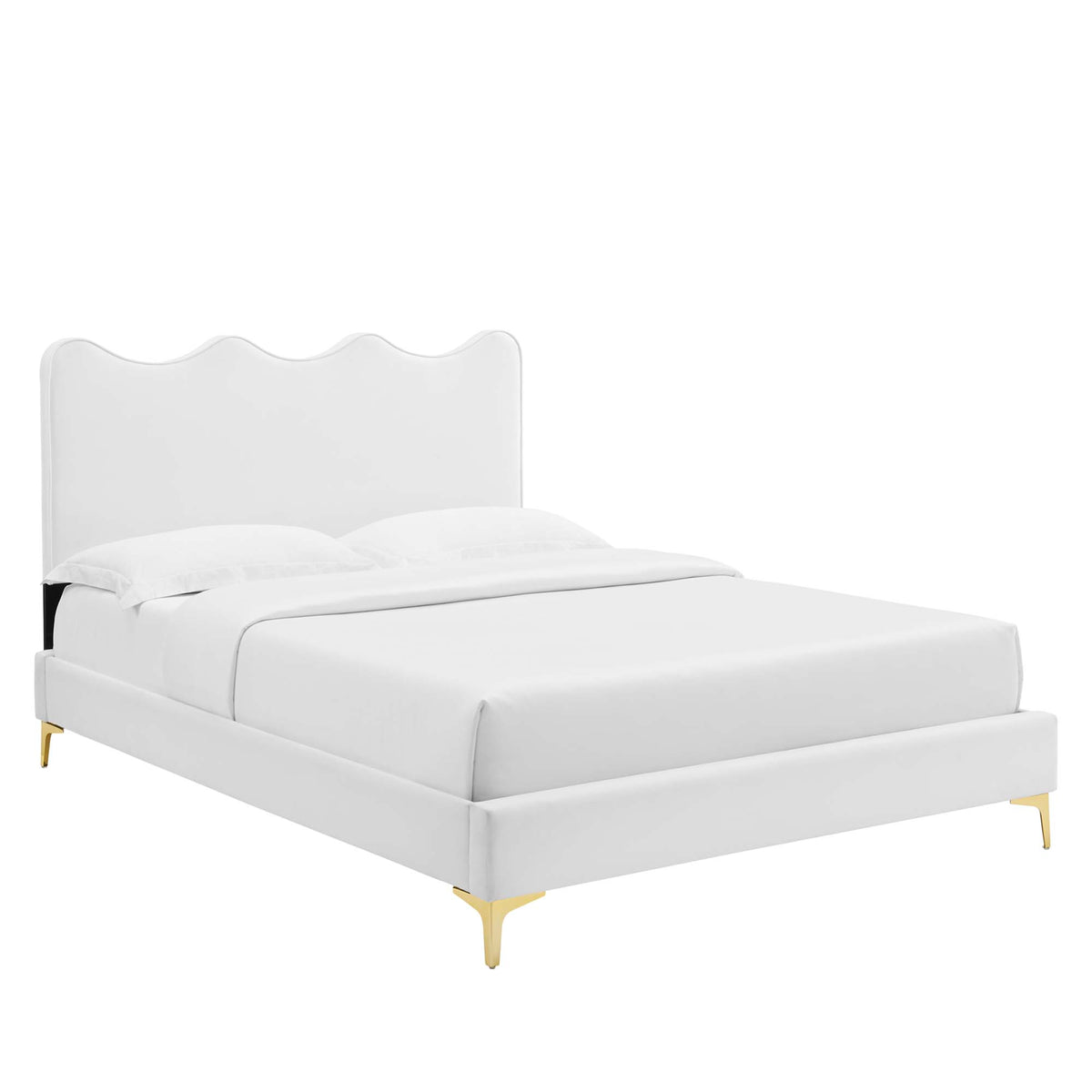 Current Performance Velvet Full Platform Bed - White (MOD-6730-WHI)
