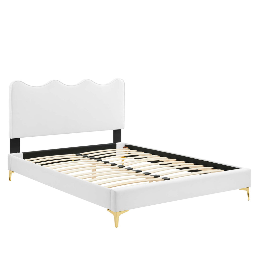 Current Performance Velvet Full Platform Bed - White (MOD-6730-WHI)