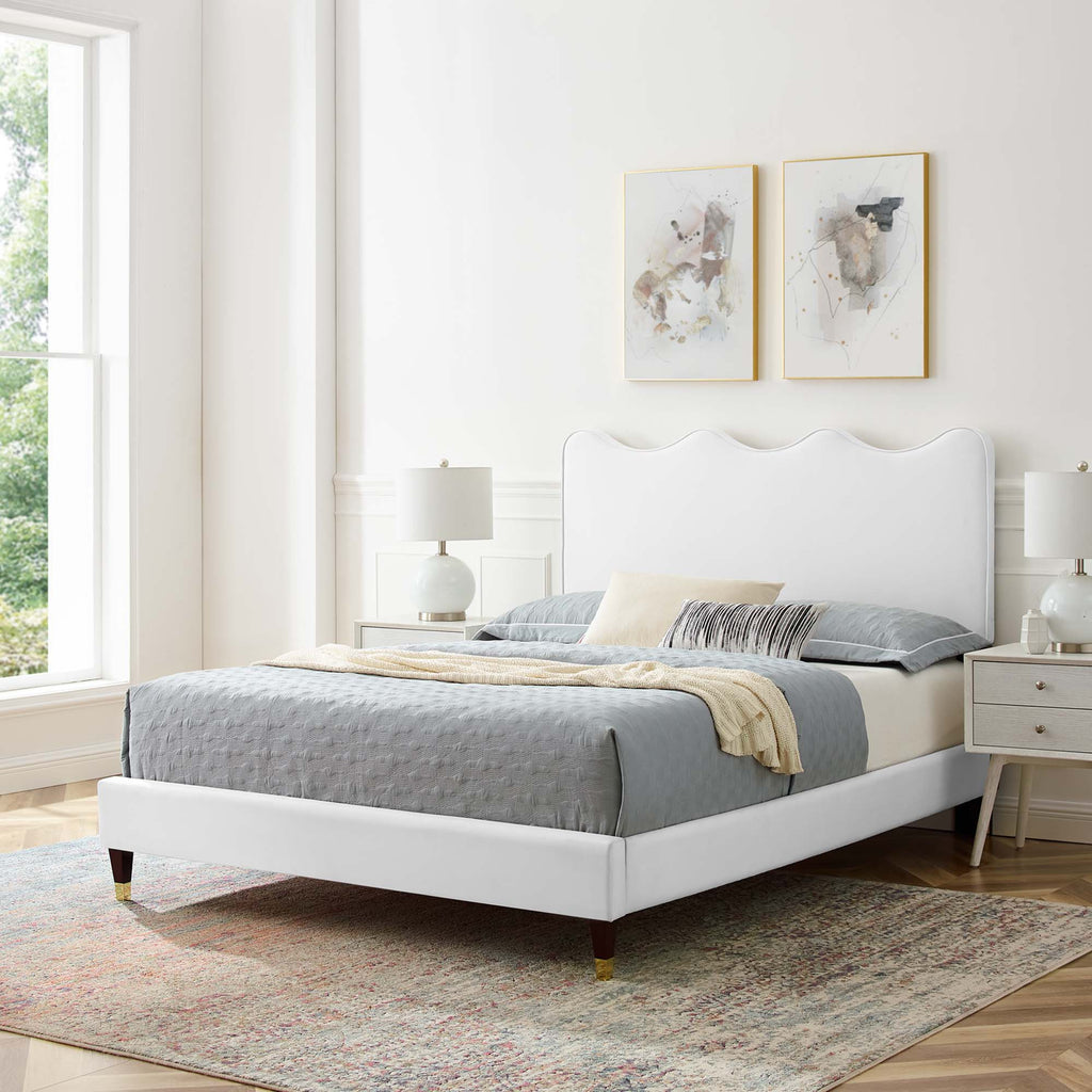 Current Performance Velvet Full Platform Bed - White (MOD-6731-WHI)