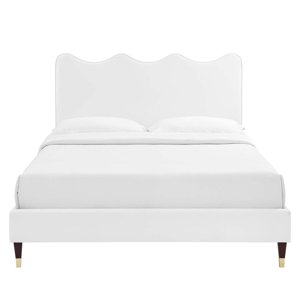 Current Performance Velvet Full Platform Bed - White (MOD-6731-WHI)