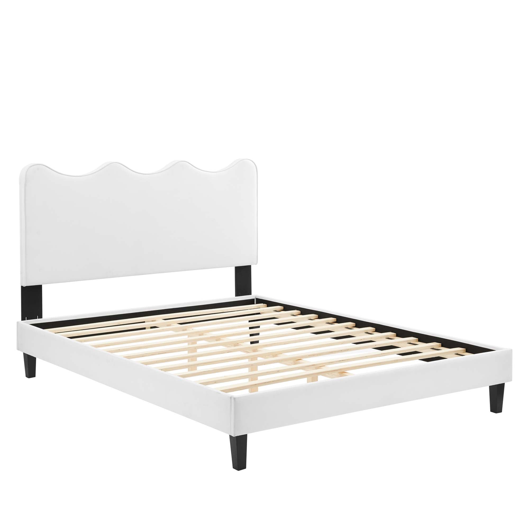 Current Performance Velvet Full Platform Bed - White (MOD-6732-WHI)