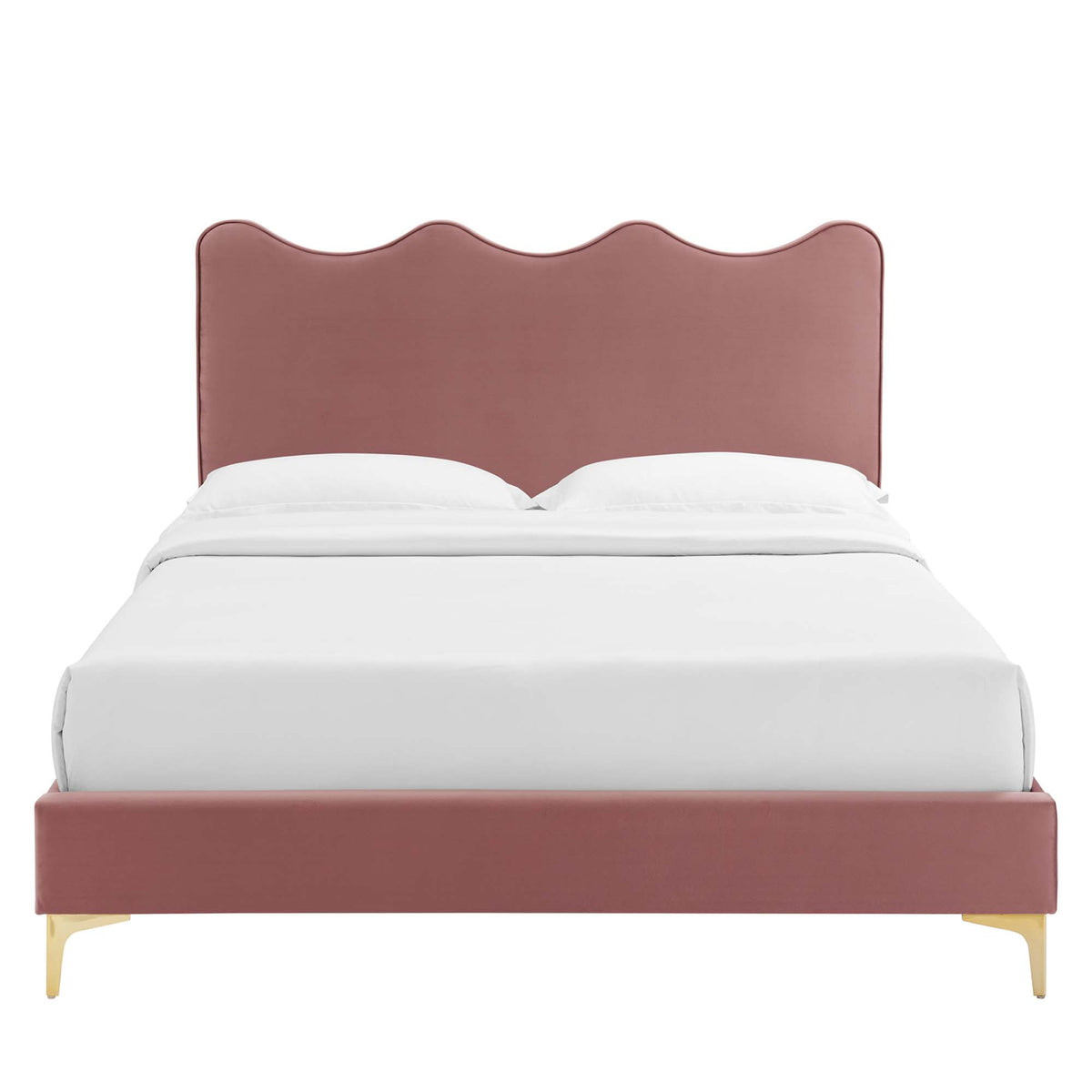 Current Performance Velvet Queen Platform Bed - Dusty Rose (MOD-6733-DUS)