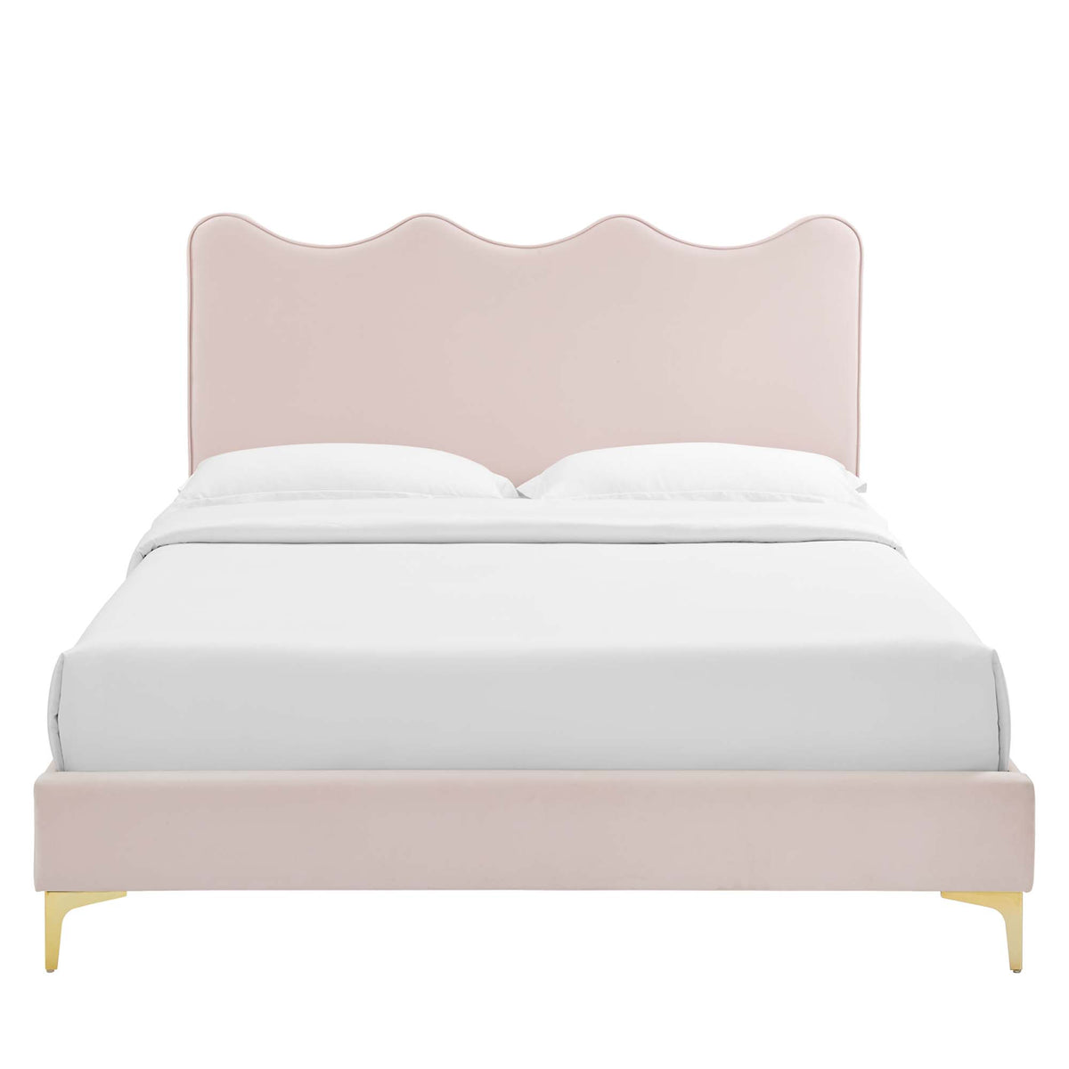 Current Performance Velvet Queen Platform Bed - Pink (MOD-6733-PNK)
