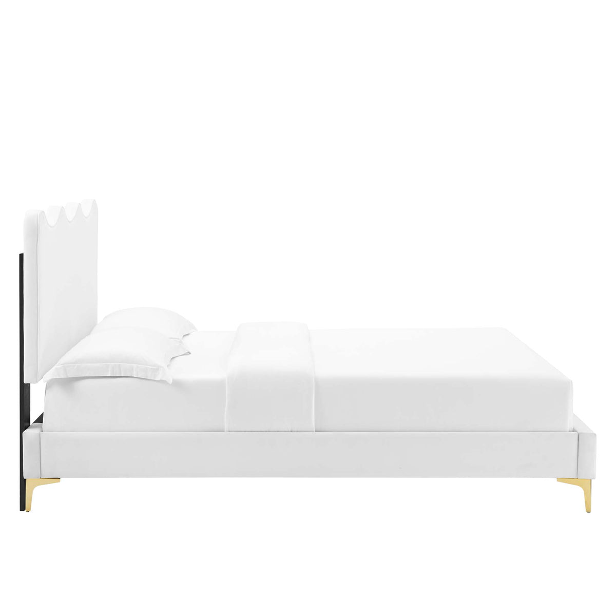 Current Performance Velvet Queen Platform Bed - White (MOD-6733-WHI)