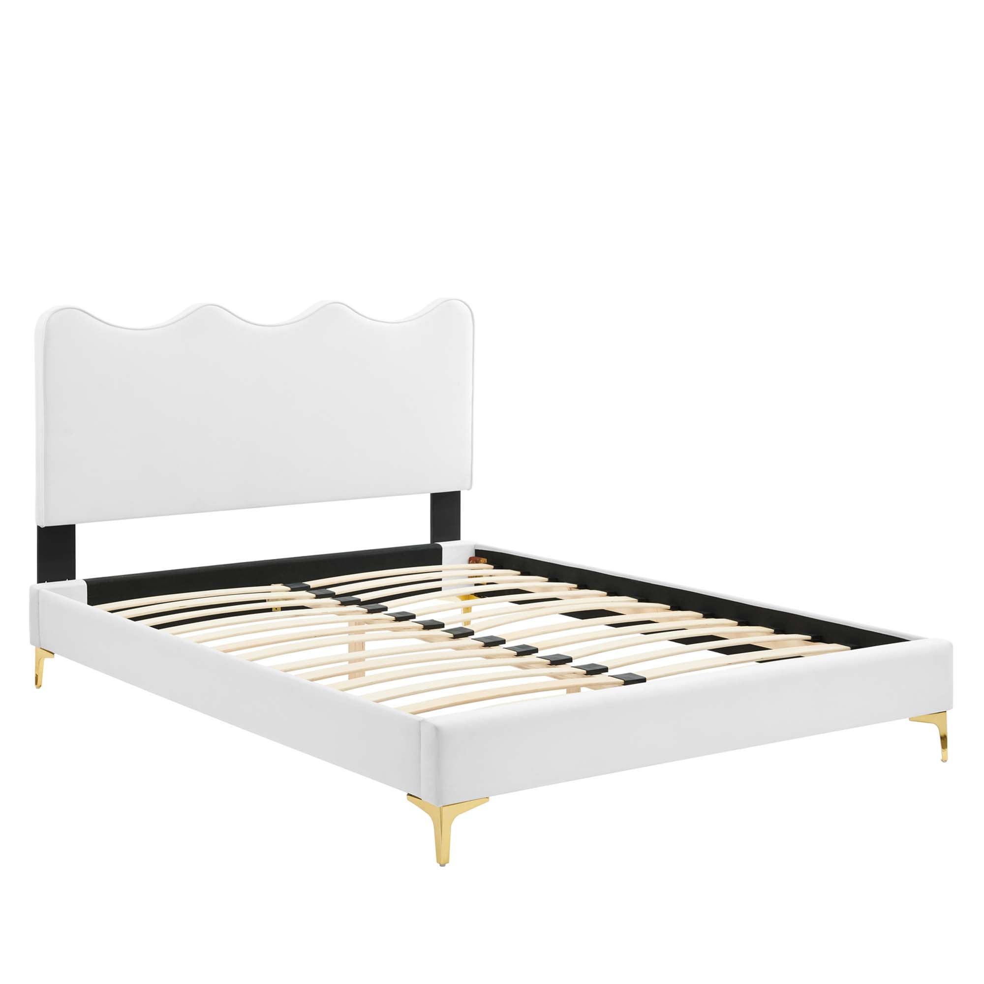 Current Performance Velvet Queen Platform Bed - White (MOD-6733-WHI)