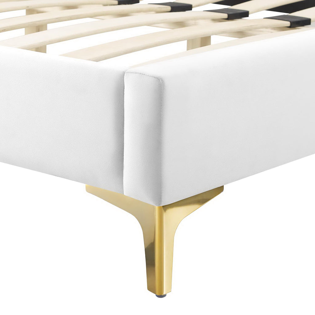 Current Performance Velvet Queen Platform Bed - White (MOD-6733-WHI)