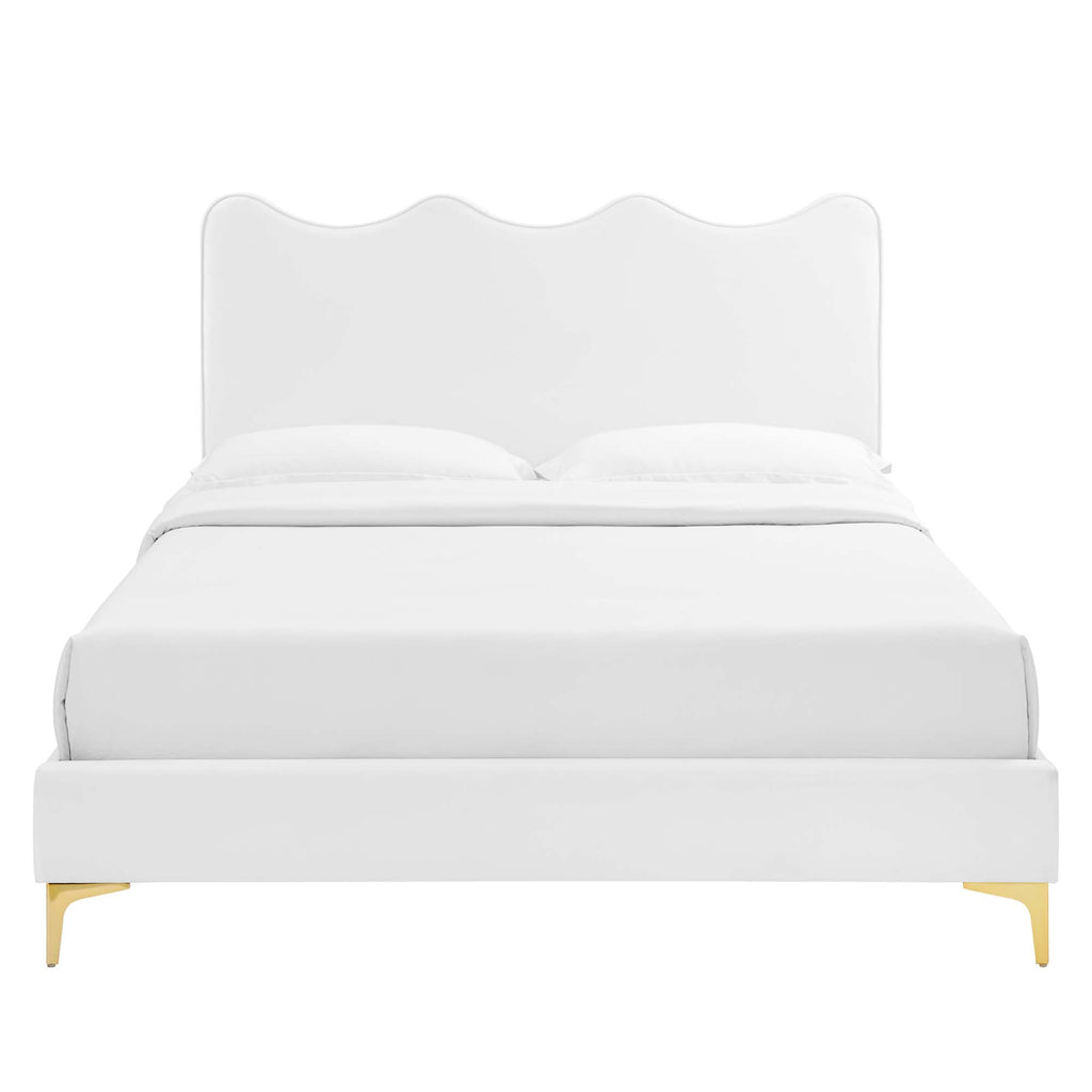 Current Performance Velvet Queen Platform Bed - White (MOD-6733-WHI)