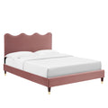 Current Performance Velvet Queen Platform Bed - Dusty Rose (MOD-6734-DUS)