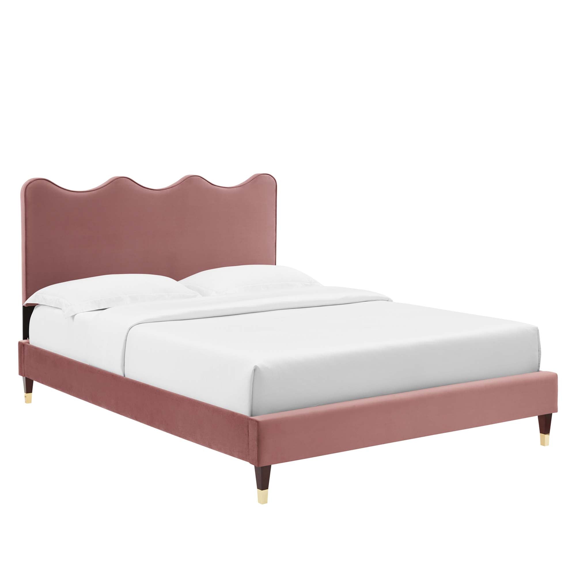 Current Performance Velvet Queen Platform Bed - Dusty Rose (MOD-6734-DUS)