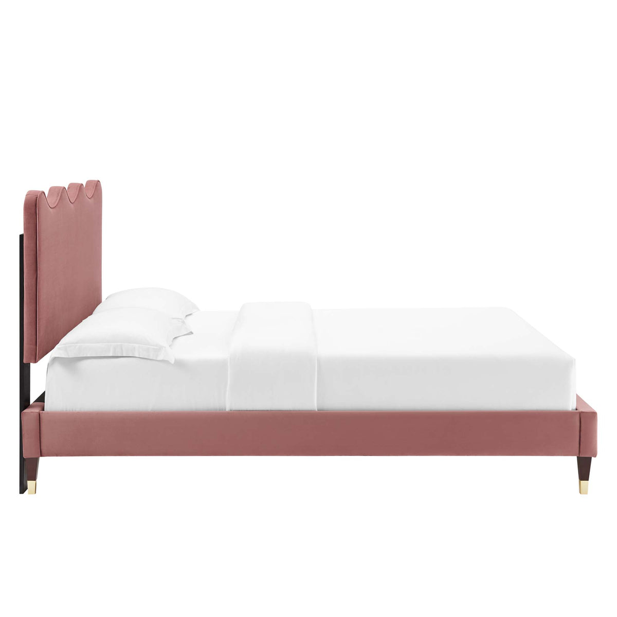 Current Performance Velvet Queen Platform Bed - Dusty Rose (MOD-6734-DUS)