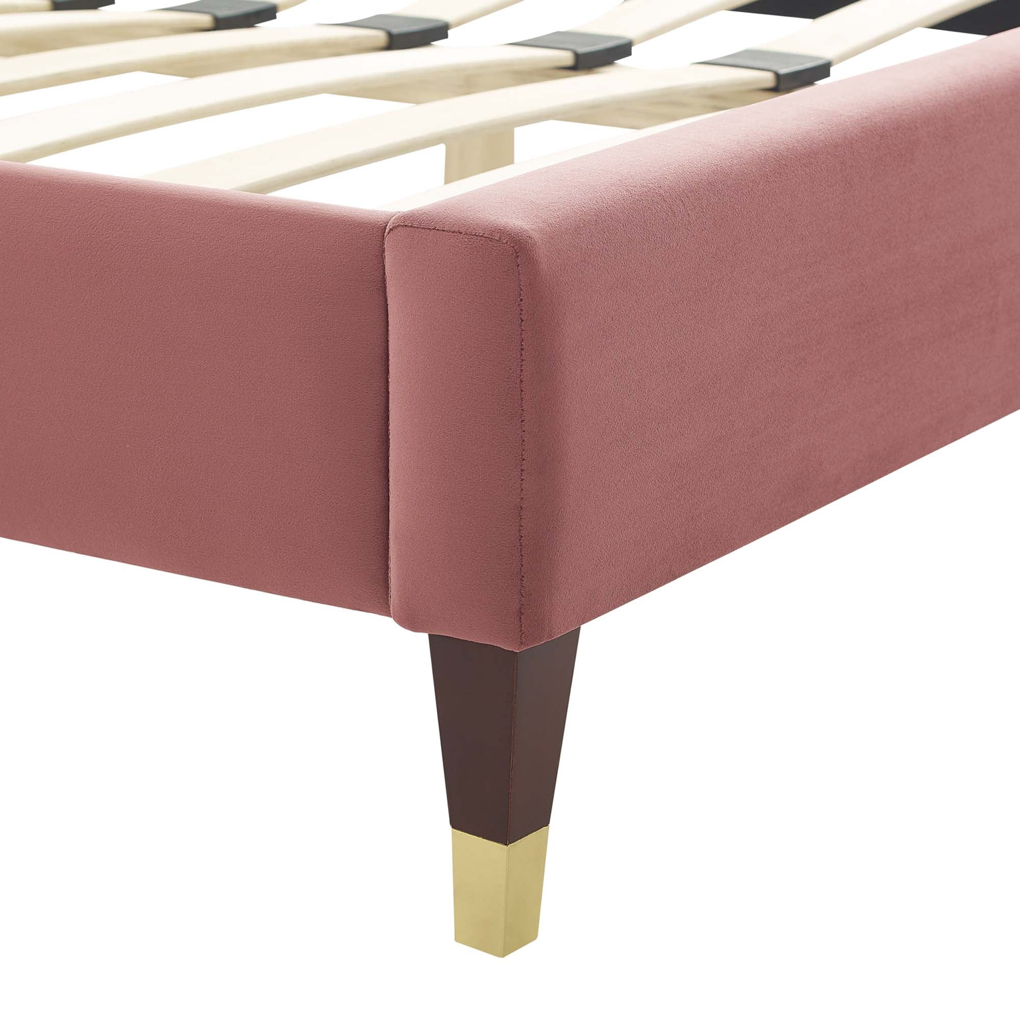 Current Performance Velvet Queen Platform Bed - Dusty Rose (MOD-6734-DUS)