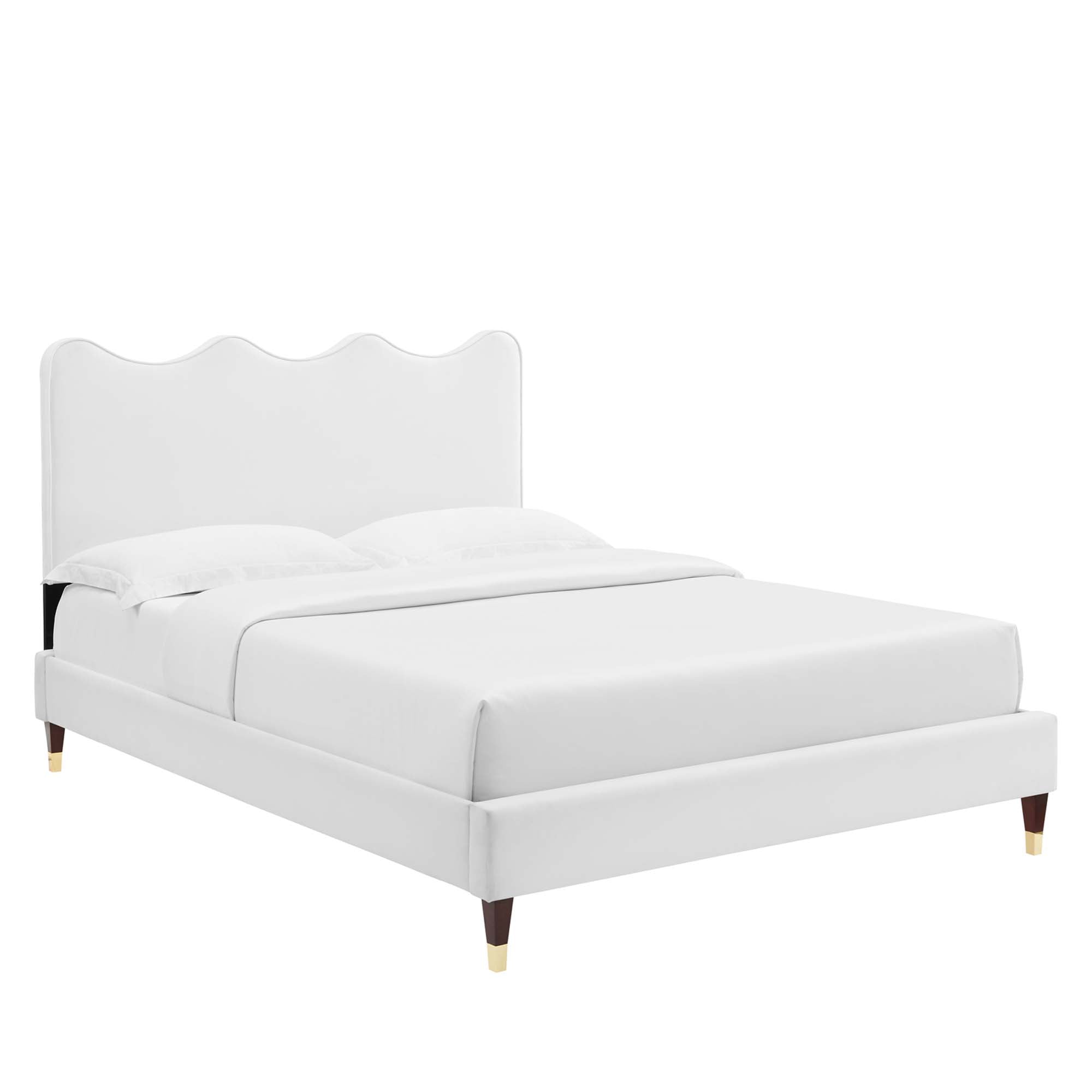 Current Performance Velvet Queen Platform Bed - White (MOD-6734-WHI)