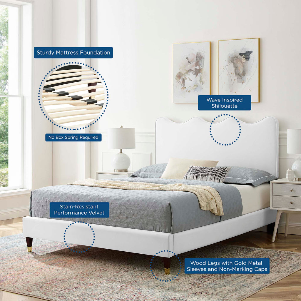 Current Performance Velvet Queen Platform Bed - White (MOD-6734-WHI)