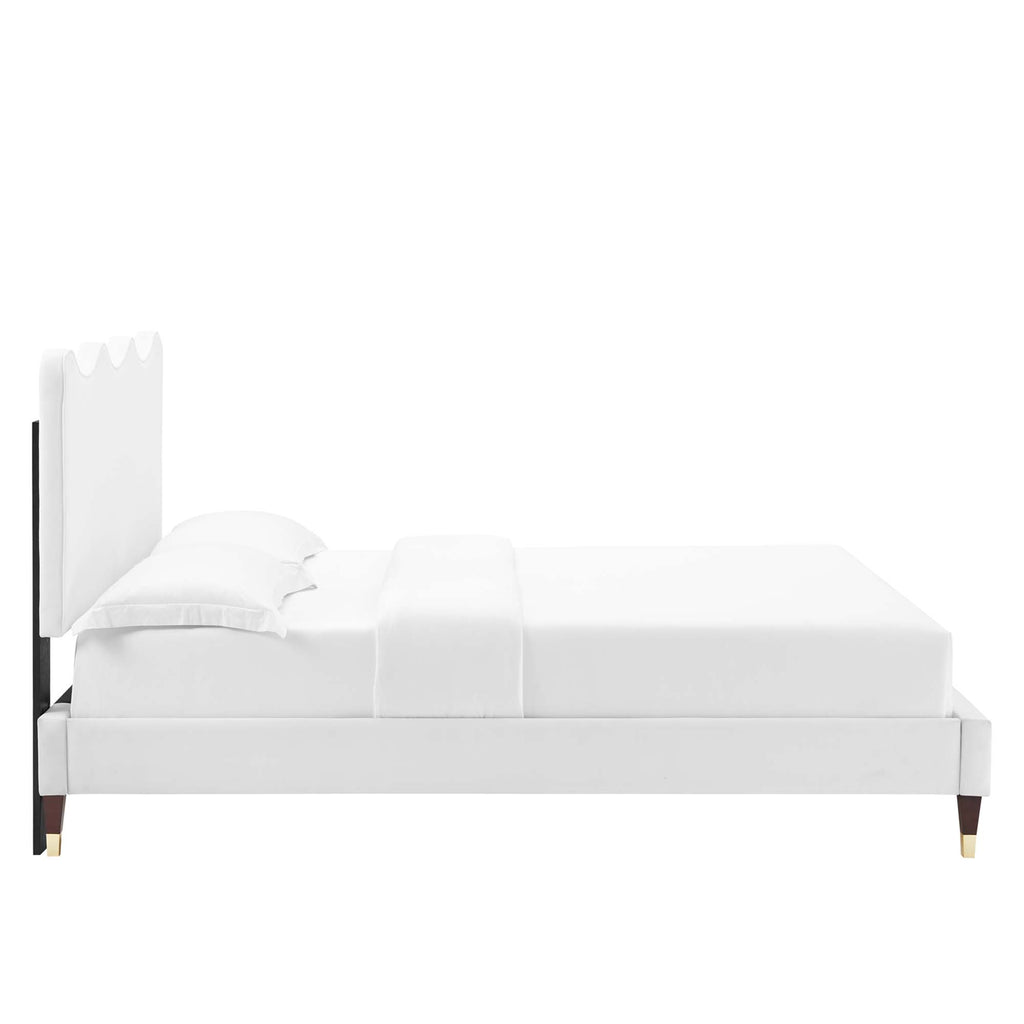 Current Performance Velvet Queen Platform Bed - White (MOD-6734-WHI)
