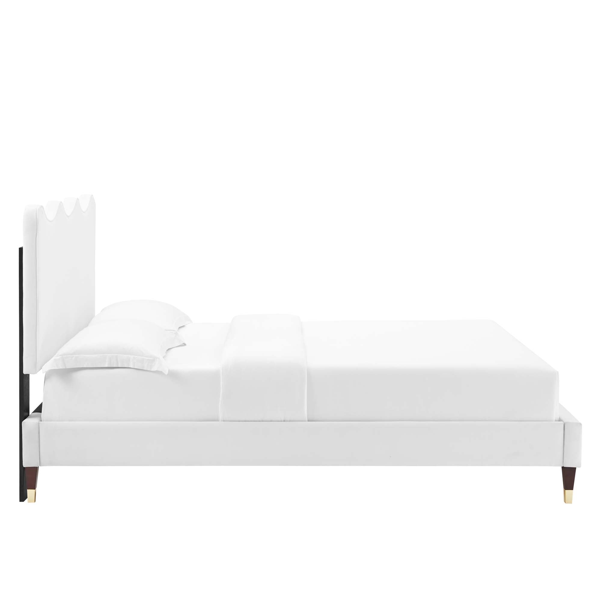Current Performance Velvet Queen Platform Bed - White (MOD-6734-WHI)