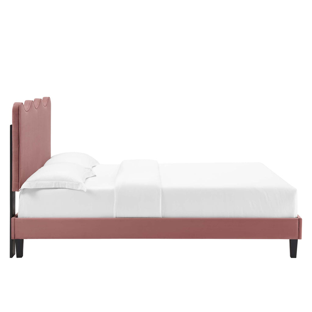 Current Performance Velvet Queen Platform Bed - Dusty Rose (MOD-6735-DUS)