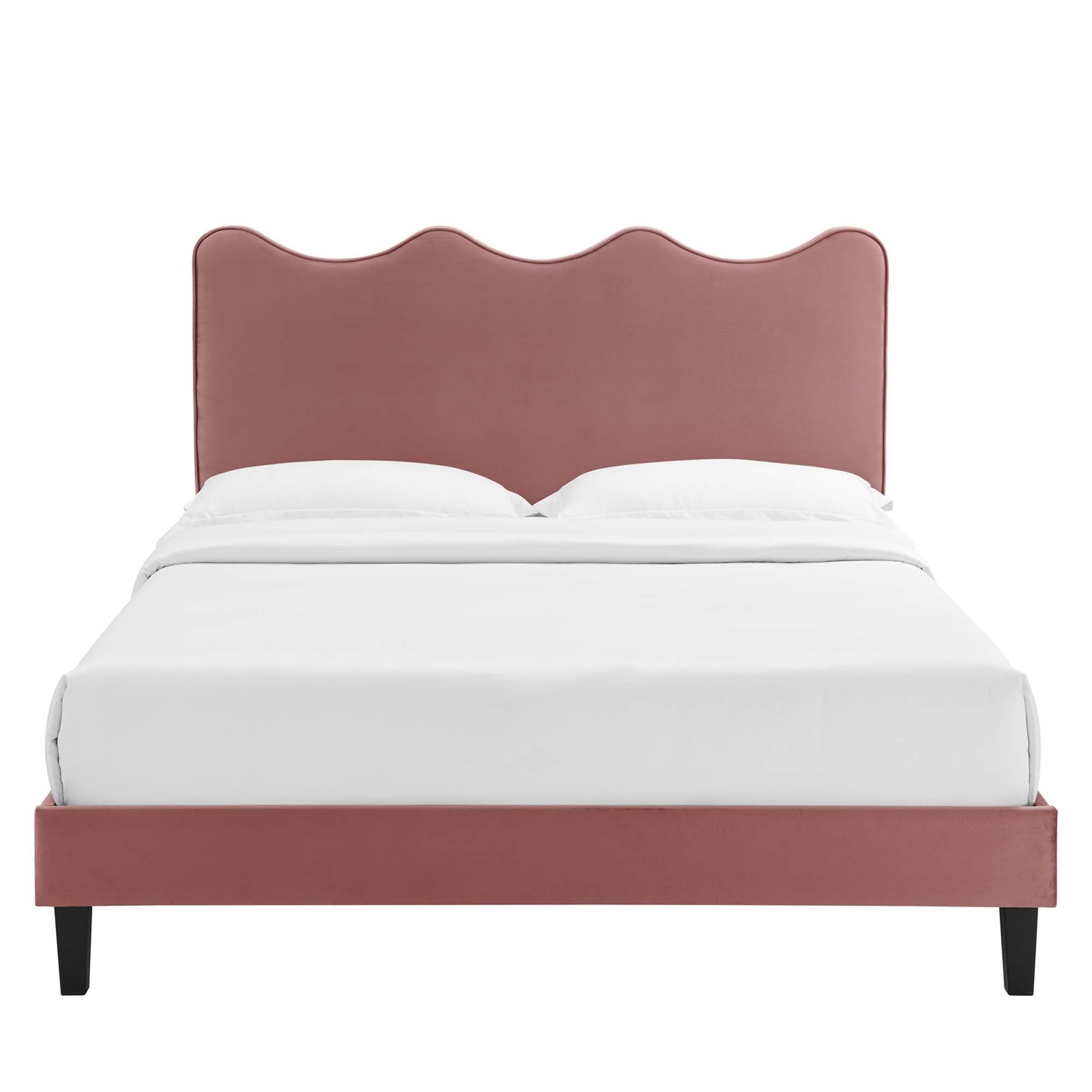Current Performance Velvet Queen Platform Bed - Dusty Rose (MOD-6735-DUS)