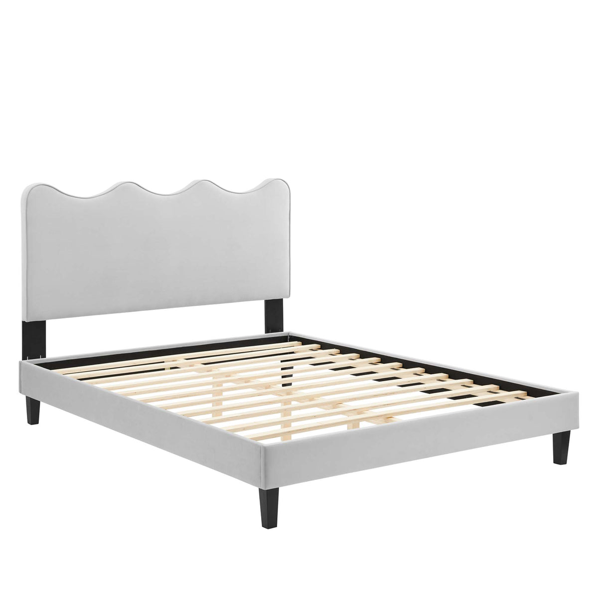 Current Performance Velvet Queen Platform Bed - Light Gray